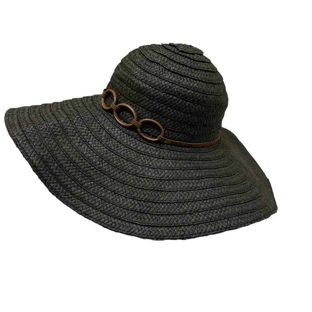 MAGID HATS Floppy Hat Beach Paper Straw  Women’s ONE SIZE Leisure Travel Black